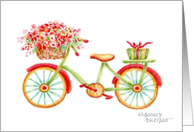 Christmas Bicycle with Flower Basket Holiday Joy card