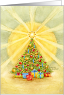 Christian Christmas Tree Bright Star of Light Joy and Peace card