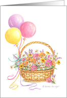 Get Well Wildflower Basket and Balloons Brighter Days and Happiness card