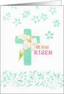 Priest Easter He Has Risen Lily Cross Scripture Miracle Comfort Peace card