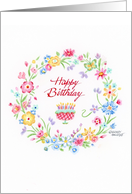 Christian Birthday Fields Flowers Country Wreath Kind Special Blessing card