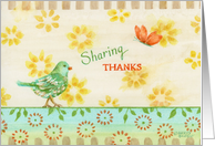 Thanksgiving Bird and Butterfly Sharing Thanks For You card