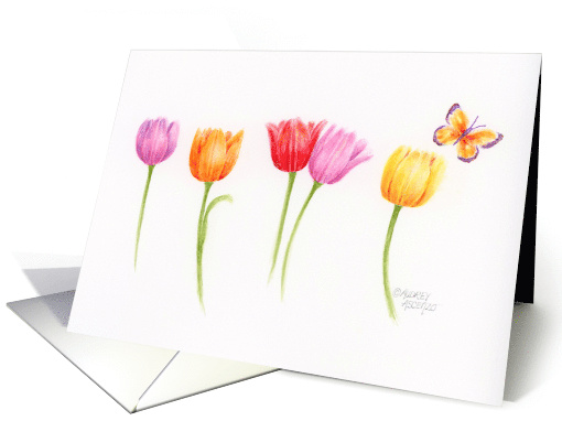Christian Birthday Colorful Tulips Butterfly Blessings Be... (1824886)