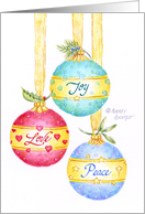 Christmas Ornaments Gifts of Joy Love & Peace card