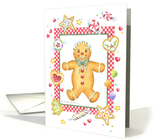 Christmas Gingerbread Man Cookie Goodies Joy and Fun card (270714)