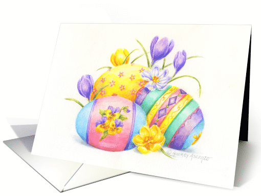 Easter Christian Three Painted Eggs Blessed Faith Hope Love card