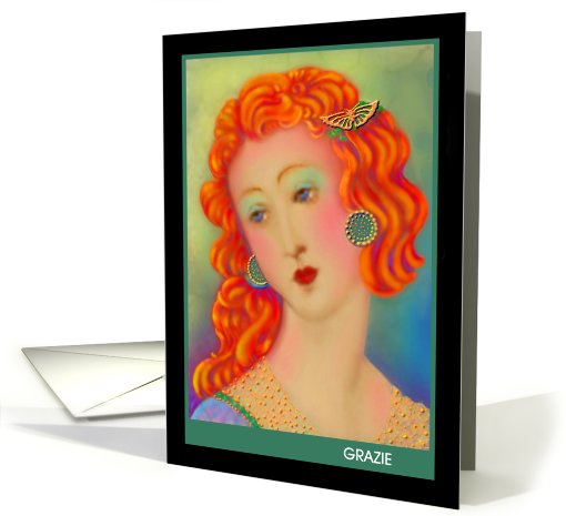 Italian Thank You Card, 'A French Madame Butterfly' card (591894)
