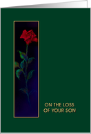 Loss of Son, Red Rose, Sympathy Card