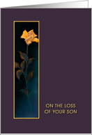 Loss of Son, Golden Yellow Rose, Sympathy Card