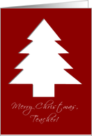 Teacher Merry Christmas - Red with Tree card