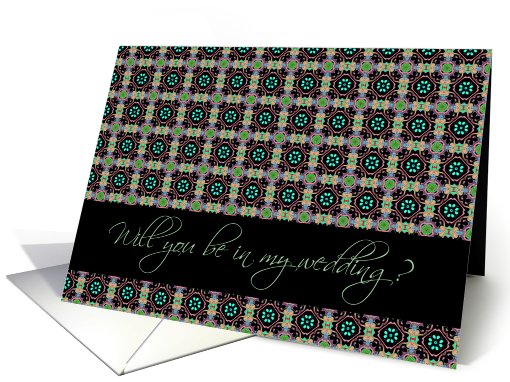 Will You be in my Wedding? Black geometric card (681563)