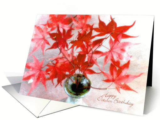 Red Maple Leaves October Birthday card (973493)