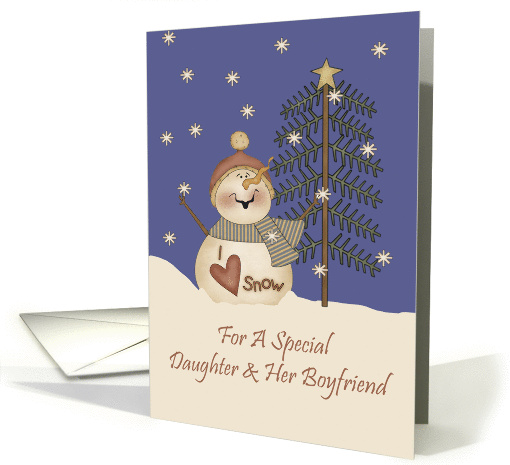 Daughter And Her Boyfriend Cute Snowman Christmas card (1157144)