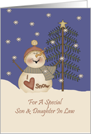 Son And Daughter In Law Cute Snowman Christmas Card