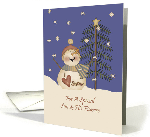 Son And His Fiancee Cute Snowman Christmas card (1159280)