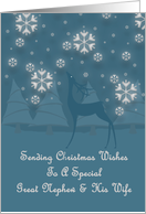 Great Nephew & His Wife Reindeer Snowflakes Christmas card