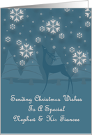 Nephew And Fiancee Reindeer Snowflakes Christmas card