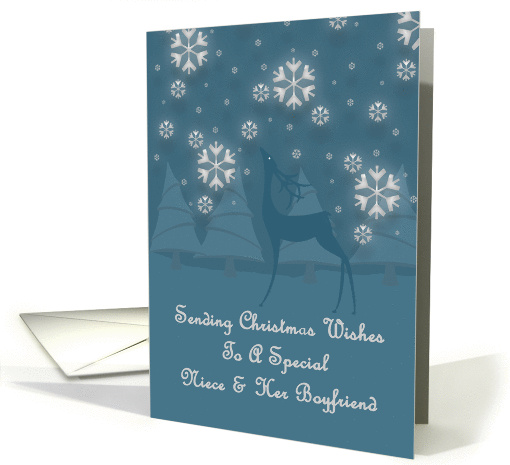 Niece And Her Boyfriend Reindeer Snowflakes Christmas card (1323264)