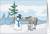 Horse and Snowman Holiday and Christmas Card