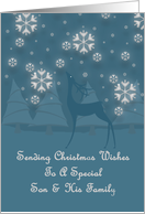 Son And His Family Reindeer Snowflakes Christmas card
