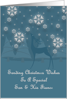 Son And His Fiance Reindeer Snowflakes Christmas card