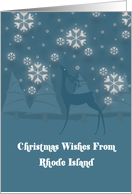 Rhode Island Reindeer Snowflakes Christmas Card