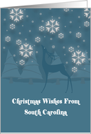 South Carolina Reindeer Snowflakes Christmas Card