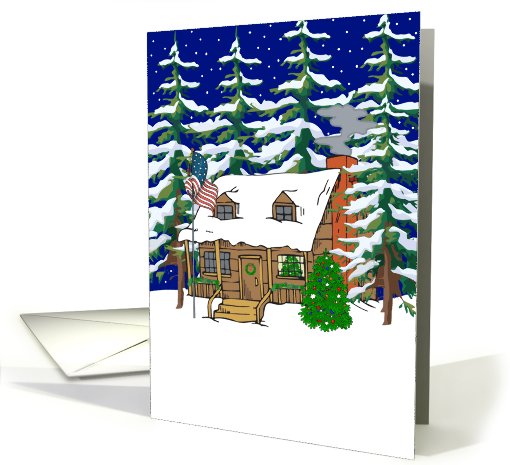 Patriotic Log Cabin Christmas card (503497)