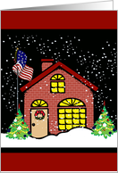 Patriotic Cottage Christmas Card