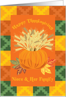 Harvest Niece And Her Family Happy Thanksgiving Card
