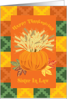 Harvest Sister In Law Happy Thanksgiving Card