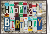 License Plates Happy 24th Birthday Card Car Lover card