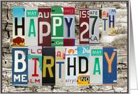 License Plates Happy 27th Birthday Card Car Lover card