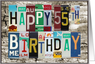 License Plates Happy 55th Birthday Card