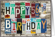 License Plates Happy 56th Birthday Card