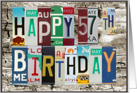 License Plates Happy 57th Birthday Card