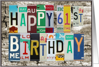 License Plates Happy 61st Birthday Card