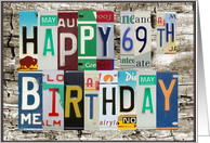 License Plates Happy 69th Birthday Card