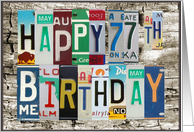 License Plates Happy 77th Birthday Card