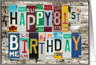 License Plates Happy 81st Birthday Card