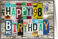 License Plates Happy 98th Birthday Card