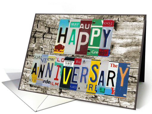 License Plates Happy Anniversary Car Lover card (1010759)