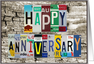 License Plates Happy Anniversary Car Lover card