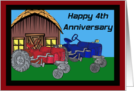 Vintage Tractors 4th Anniversary Card