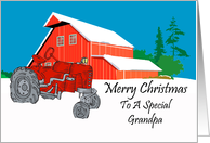 Grandpa Antique Tractor Christmas Card
