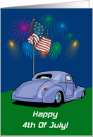 Fireworks Hot Rod 4th Of July Card