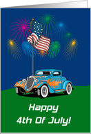 Fireworks Hotrod 4th Of July Card