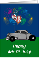 Fireworks Rat Rod 4th Of July Card