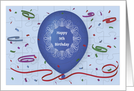Happy 9th Birthday with blue balloon and puzzle grid card