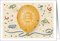 Happy 30th Birthday with orange balloon and puzzle grid card